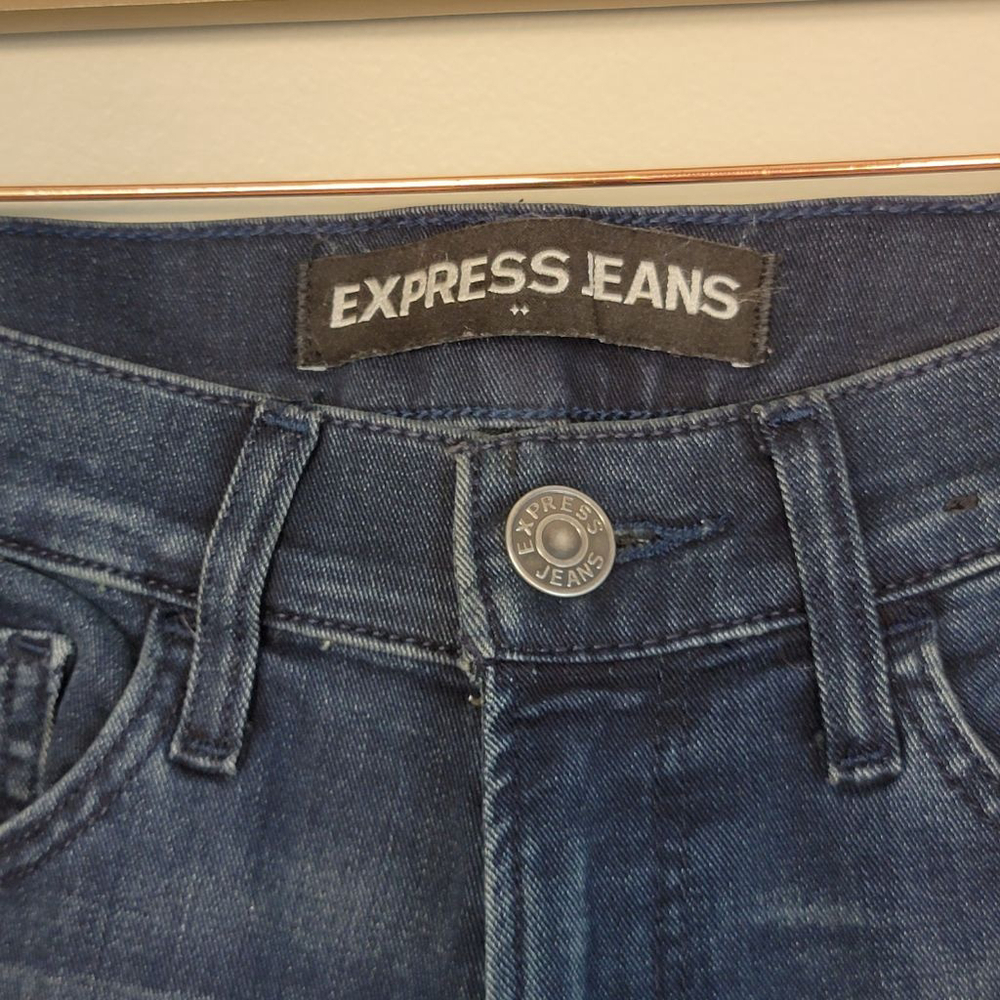 Express Legging High Rise Dark Blue Wash Skinny Soft Stretch Jegging 2 Jeans - Picture 2 of 10